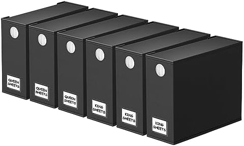 SpaceAid 6 Pack Bed Sheet Organizers Storage Black Foldable