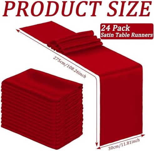 Bencailor 24 Pcs Red Satin Table Runner Set