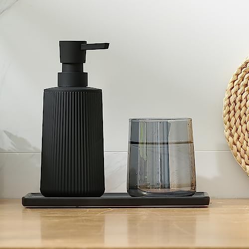 Modern Farmhouse Striped Soap Dispenser with Pump Matte Black