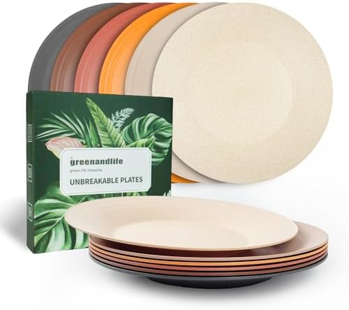Greenandlife 10 Inch 6 Pack Wheat Straw Plates
