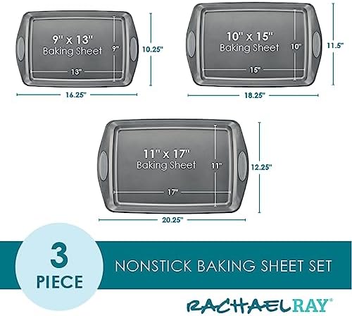 Rachael Ray Nonstick Bakeware Set 3 Piece Gray