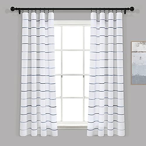 Lush Decor Ombre Stripe Cotton Curtain Panel Set Navy