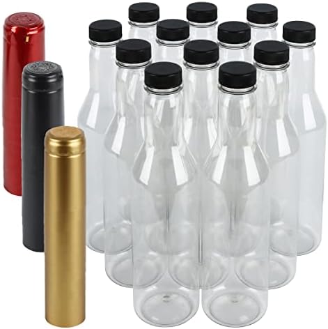 PELLAH 12 Oz PET Plastic Bottles with Screw Closures and Heat Shrink Seals