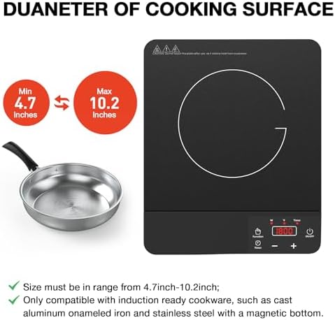 1800W Portable Induction Burner with 10 Fry Pan