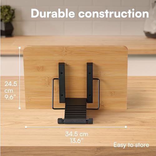 HS Bamboo Recipe Book Holder - Foldable Stand for Desk Kitchen and Bed