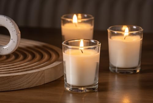 Housecret 24 Pack Warm White Clear Glass Votive Candles