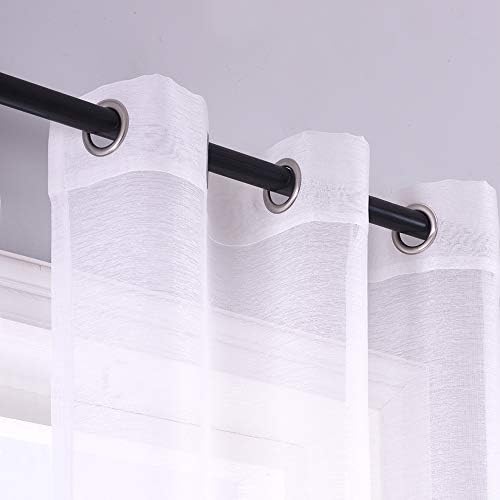 96 Inch White Sheer Curtains Grommet Set of 2 Panels