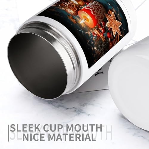 12 Oz Insulated Stainless Steel Can Cooler with Christmas Candle Print