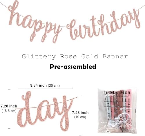 OuMuaMua Rose Gold Birthday Decorations Set