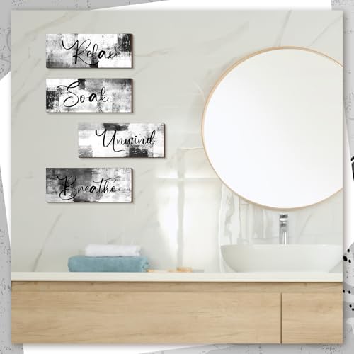 Maitys 4 Pcs Black and White Bathroom Wall Art