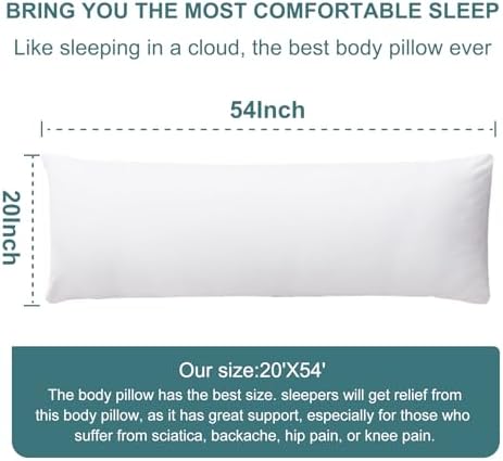 DOWNCOOL Large Body Pillow Insert - Breathable Full Body Pillow for Side Sleepers