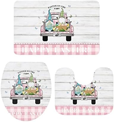 YESOF66 3 Piece Bathroom Rug Set with U Shaped Toilet Cover