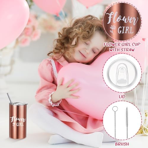 Sieral 9 Pcs Flower Girl Wedding Gift Set Pink Retro