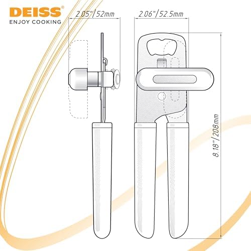 Deiss PRO Hand Held Can Opener Smooth Edge Heavy Duty Ergonomic Handle