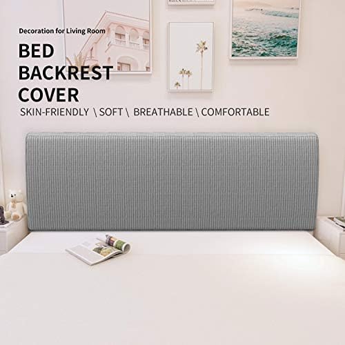 Easy-Going Stretch Bed Headboard Cover Full Size Light Gray