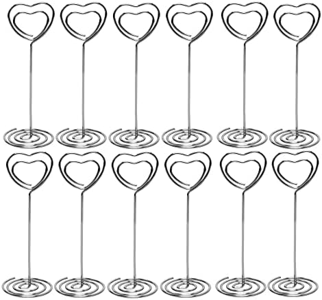 Aniann Table Card Holders 25 Pack Silver Heart Shape Photo Stands