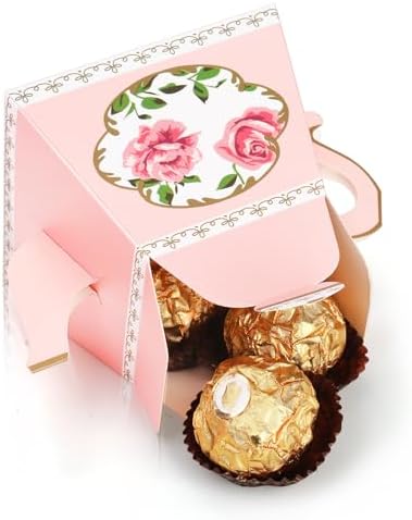 Eorbow 50 Pack Teapot Candy Boxes with Ribbons