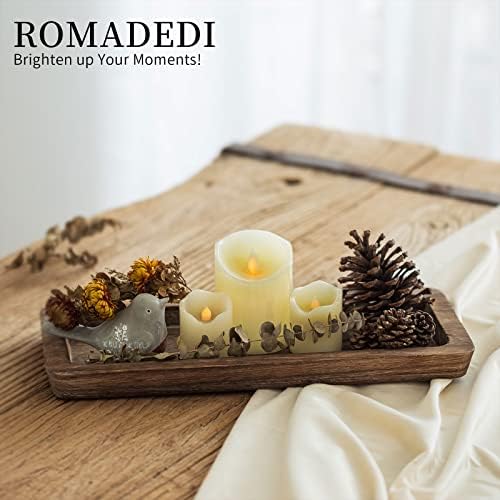 Romadedi Wooden Candle Holder Tray - Rustic Decorative Serving Platter