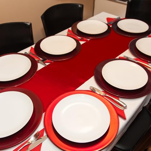 Bencailor 24 Pcs Red Satin Table Runner Set