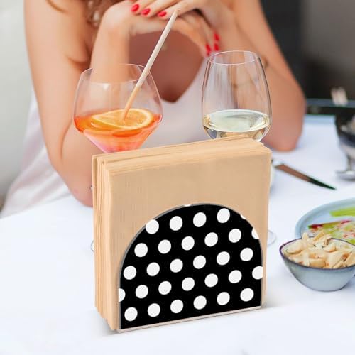 Caikeny Acrylic Napkin Holder Black White Polka Dot