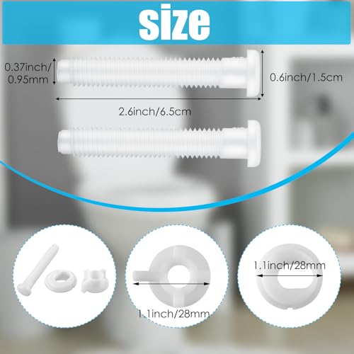 Jetec 2 Piece Toilet Seat Screws Replacement Kit White