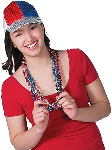4Es Novelty 72 Patriotic Bead Necklaces Bulk Pack