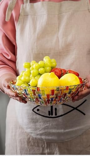 Hand Painted Woven Glass Salad Bowl Decoration