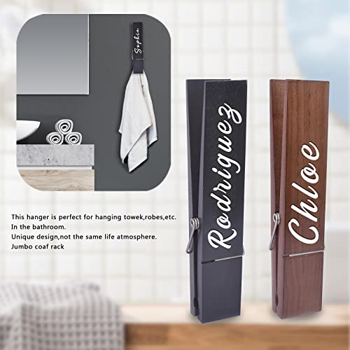 Custom Towel Hooks with Personalized Name Wooden Clothespins