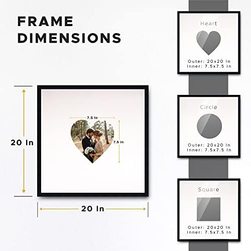 20x20 Square Black Signature Picture Frame with White Heart Mat