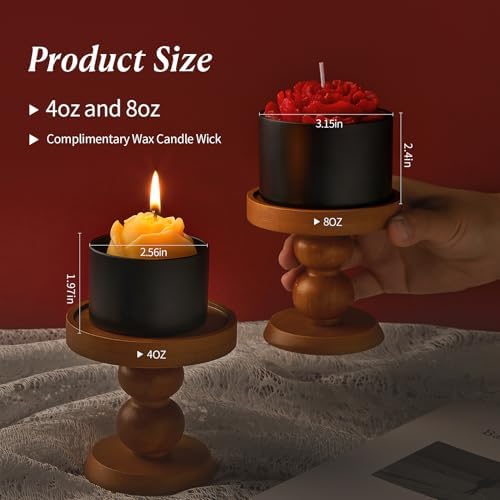 Sturdy Metal Candle Tins with Wooden Lids 4oz 8oz 12pcs Black