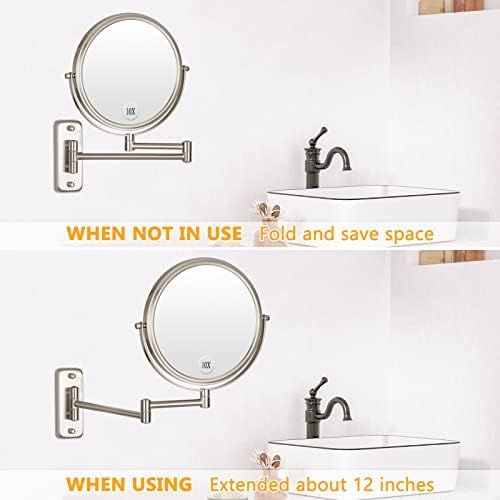 Wall Mounted Makeup Mirror with 10x Magnification