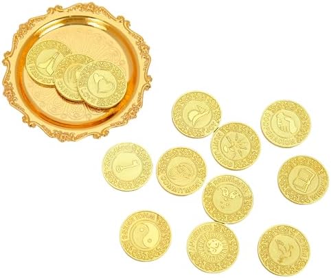 TINGKU Gold Spanish Las Arras de Boda Cristiana Set with Tray Plate