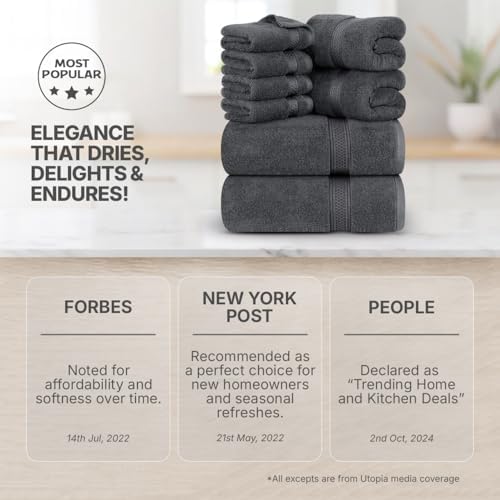 Utopia Towels 8 Piece Premium Set Grey