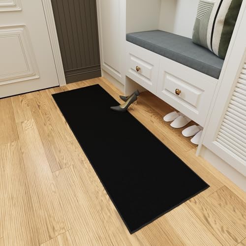 Ottomanson Hallway Runner Rug 22 x 6 Non-Slip Black