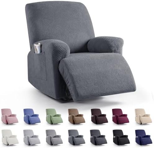 KinCam Recliner Chair Covers Dark Gray 1 Seater