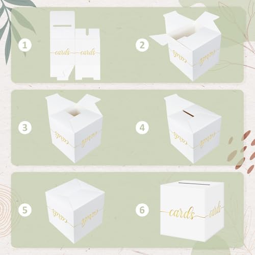 QIKSION Gold Foil White Card Box for Wedding Party