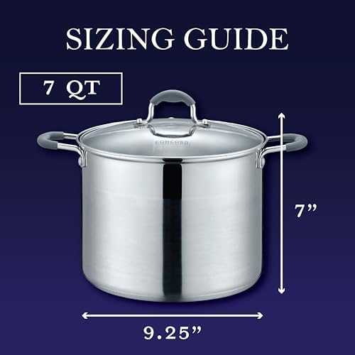 Concord Stainless Steel Stock Pot with Glass Lid 7 QT