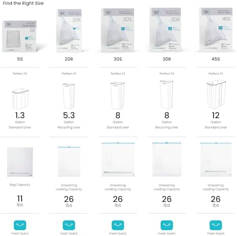 Home Zone Living 53 Gallon Kitchen Trash Bags with Drawstring Handles 60 Count
