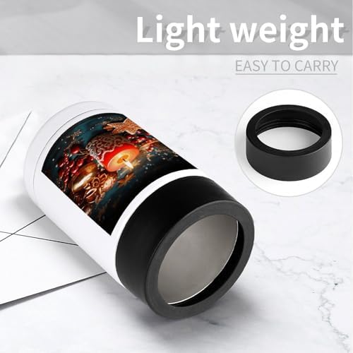 12 Oz Insulated Stainless Steel Can Cooler with Christmas Candle Print