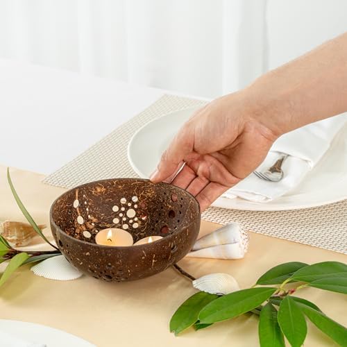 Restaurantware Coco Casa Coconut Shell Candle Holders 10 Reusable Tealight Holders
