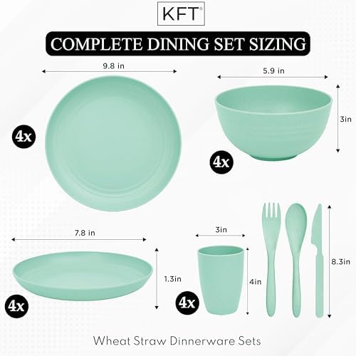 Wheat Straw Dinnerware Set for 4 - Green 24pc
