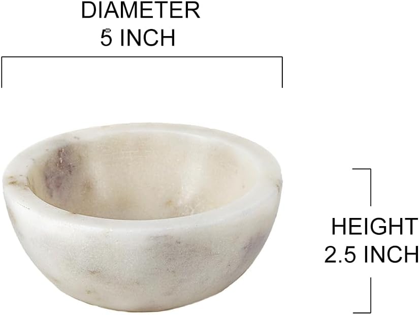 Serene Spaces Living 5 Inch White Marble Serving Bowl