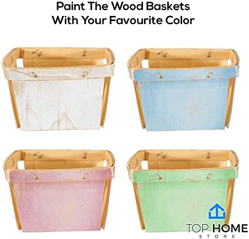 One Pint Wooden Berry Baskets 10 Pack - 4 Inch Square Vented Wood Boxes