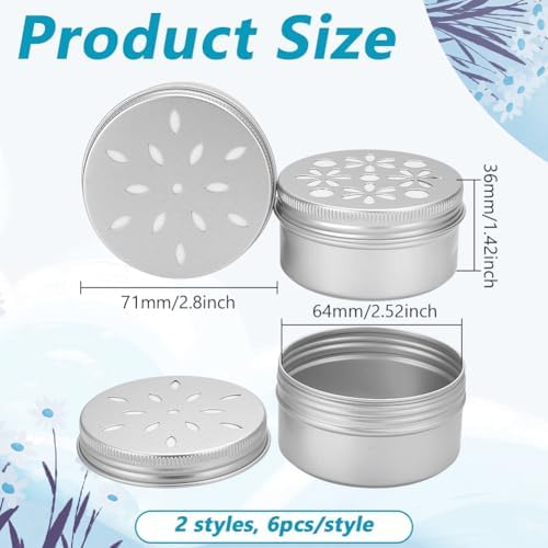 PH PandaHall 12pcs Aluminium Storage Tins with Hollow Lids
