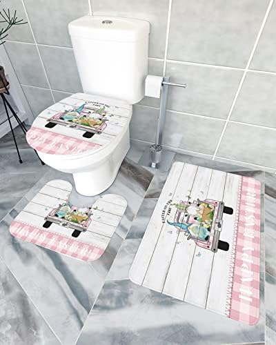 YESOF66 3 Piece Bathroom Rug Set with U Shaped Toilet Cover