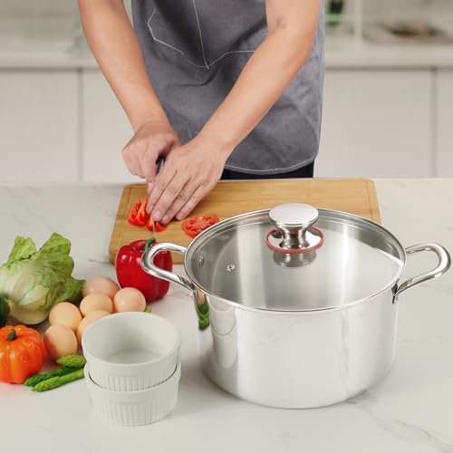 6 Quart Stockpot with Lid Tri-Ply Induction 1810 Stainless Steel