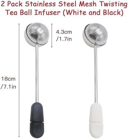 2 Pack Stainless Steel Mesh Tea Ball Infuser Black and White