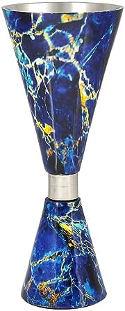Elegant Havdalah Set with Nickel Plated Blue Marble Decal