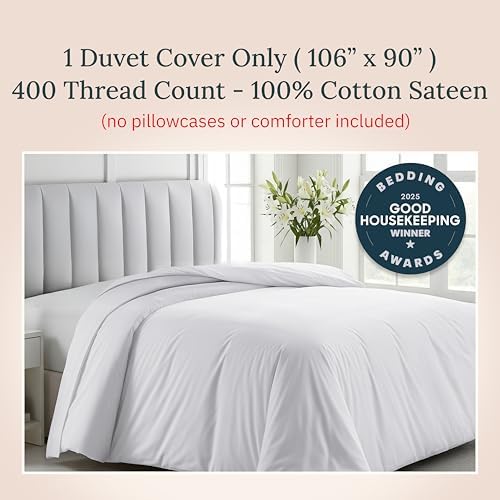 California Design Den King Duvet Cover White 400 Thread Count Sateen