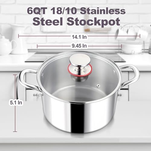 LIANYU 6QT Stainless Steel Stockpot with Lid
